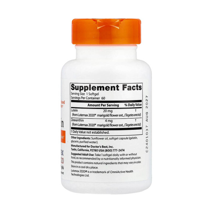 Lutein, Lutemax 2020, Doctor's Best, 60 softgels [2]