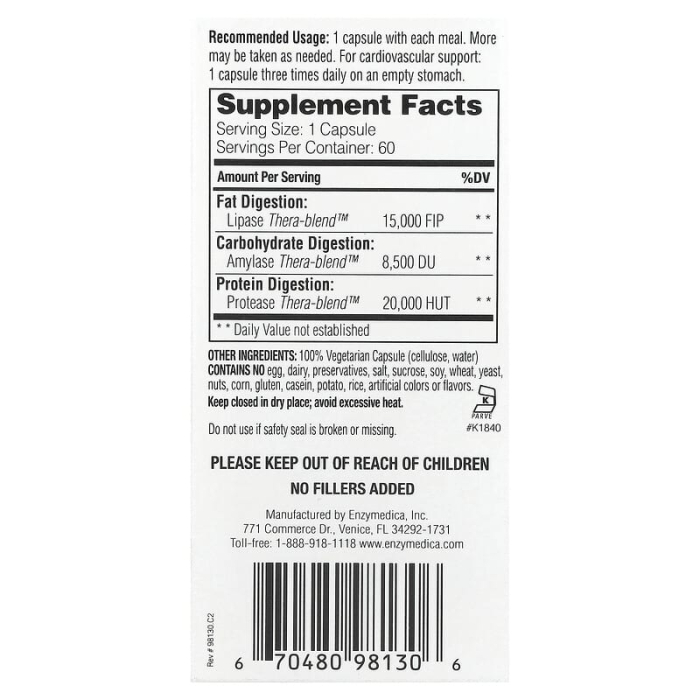 Lypo Gold, For Fat Digestion, Enzymedica, 60 capsule [2]
