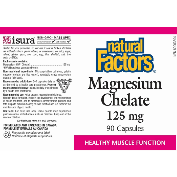 Magnesium Chelate, 125 mg, Natural Factors, 90 capsule [2]