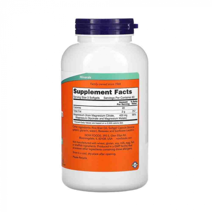 Magnesium Citrate Softgels, Now Foods, 180 softgels [3]