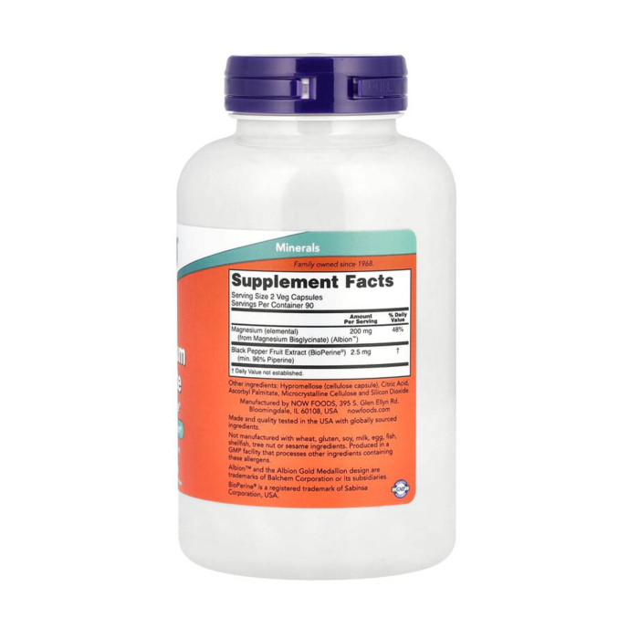 Magnesium Glycinate With BioPerine, NOW Foods, 180 capsule [2]