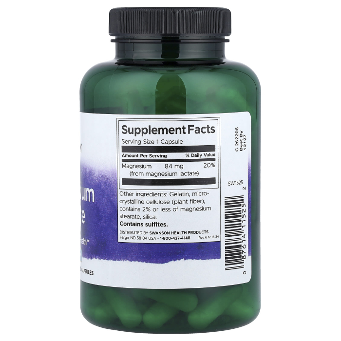 Magnesium Lactate, 84 mg, Swanson, 120 capsule SW1525 [2]