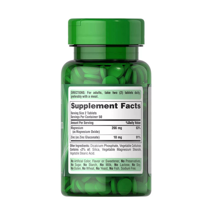 Magnesium with Zinc, Puritan's Pride, 100 tablete [2]