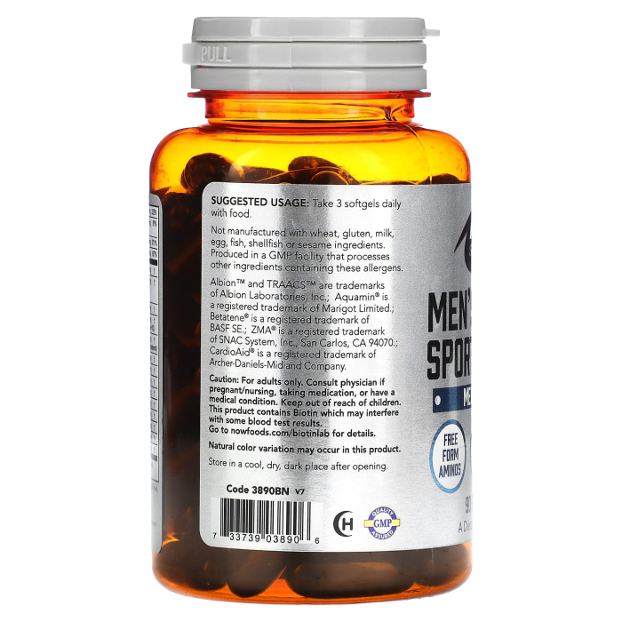 Now Foods, Sports, Men's Active Sports Multi, 180 Softgels [4]