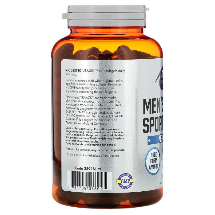 Now Foods, Sports, Men's Active Sports Multi, 180 Softgels [4]