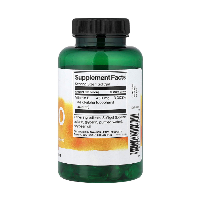 Natural Vitamin E, 1000 IU, Swanson, 60 Softgels SW1439 [2]