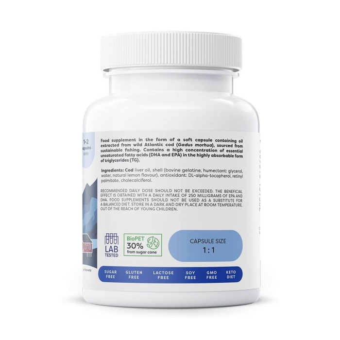 Norwegian Cod Liver Oil 1000 mg, Osavi, 60 softgels [2]