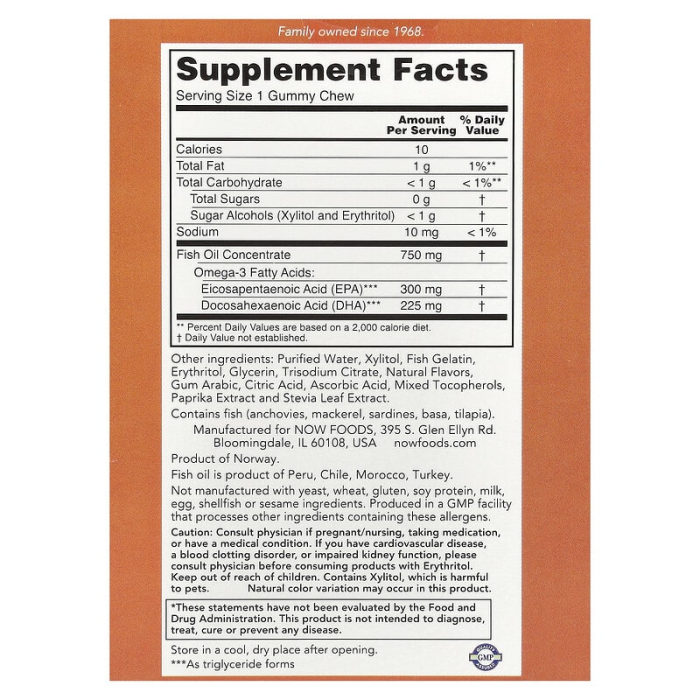 Omega-3 Fish Oil Gummy Chews, NOW Foods, 36 jeleuri [2]