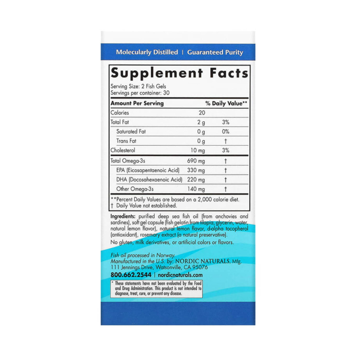 Omega-3 Lemon, 690 mg, Nordic Naturals, 60 softgels [2]