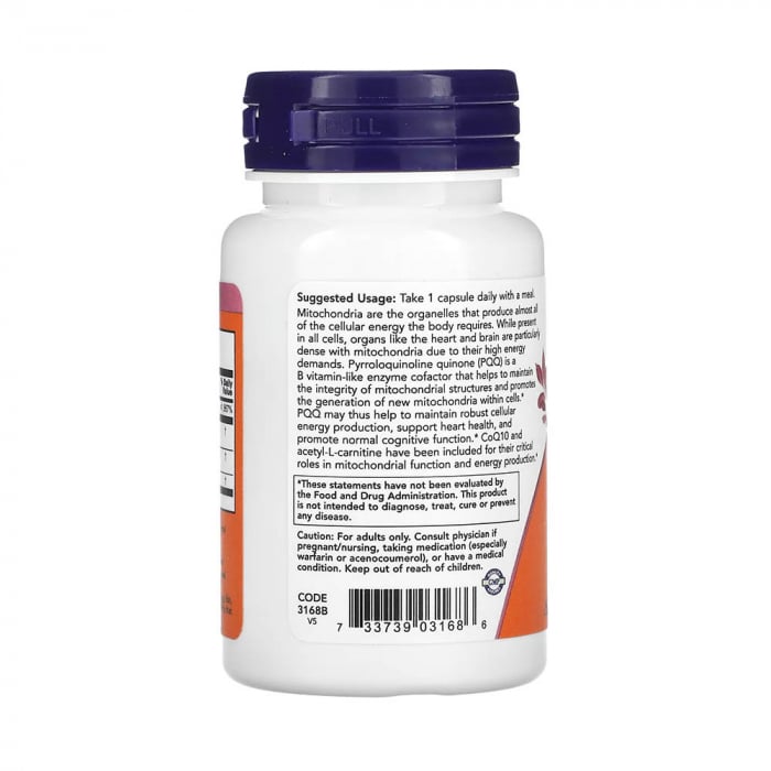 Pqq Energy 20mg With B12 And Coq10 Now Foods 30 Capsule