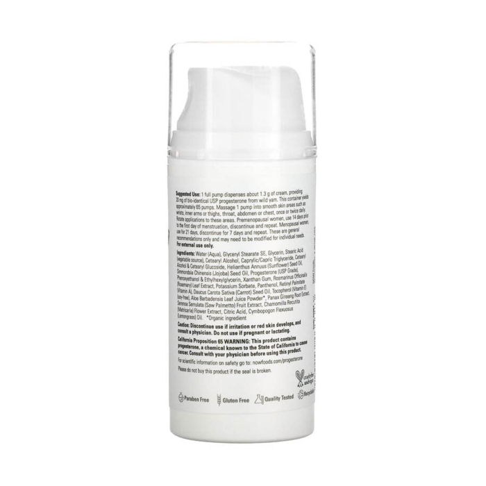 Progesterone from Wild Yam, Balancing Skin Cream, NOW Foods, 85 g [2]