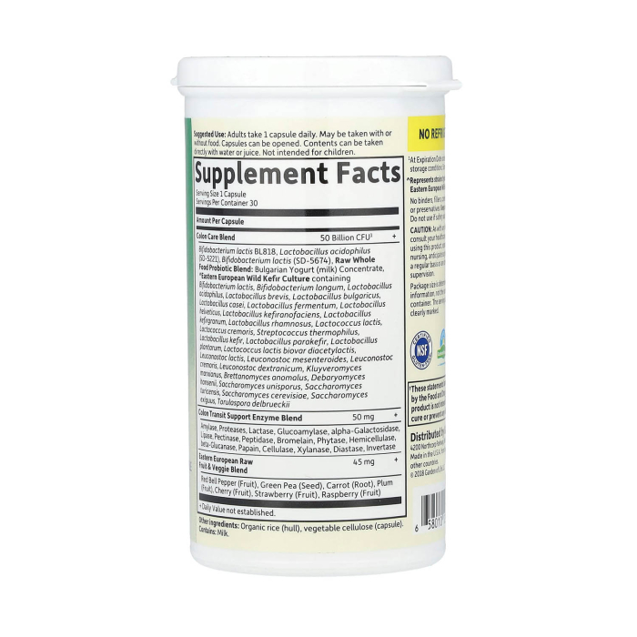 RAW Probiotics, Colon Care, Garden of Life, 30 capsule [4]