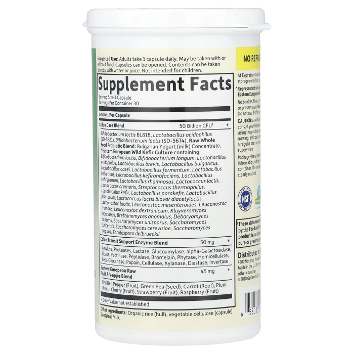 RAW Probiotics, Colon Care, Garden of Life, 30 capsule [4]