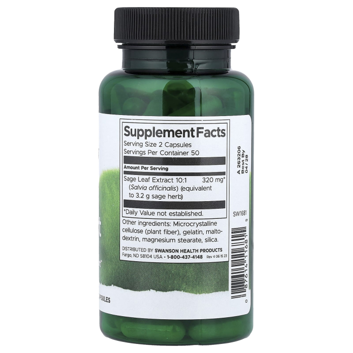 Sage Extract, 160 mg, Swanson, 100 capsule SW1681 [2]
