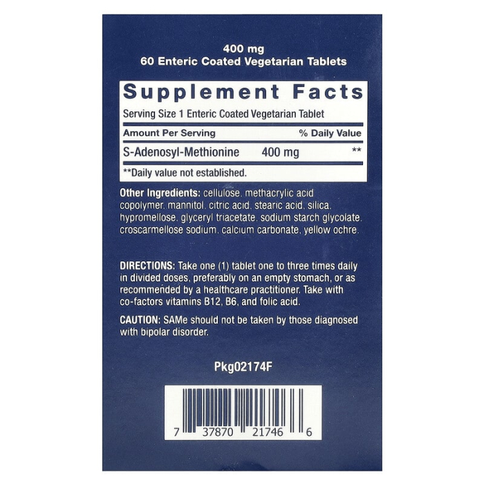 SAMe (S-Adenosyl-Methionine), 400 mg, Life Extension, 60 tablete [2]