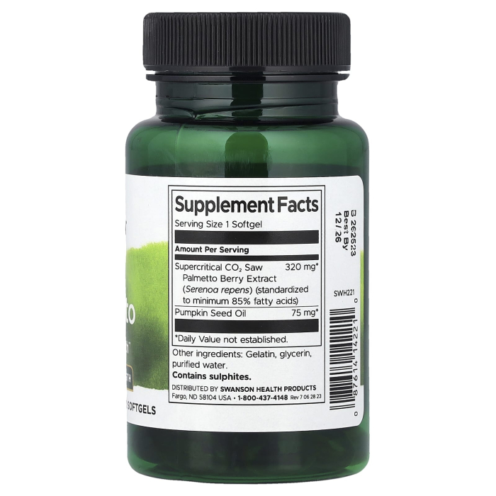 Saw Palmetto Extract, Maximum, Swanson, 60 softgels SWH221 [2]