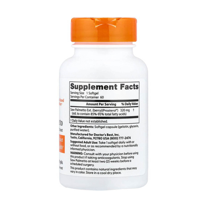 Saw Palmetto, Standardized Extract, 320 mg, Doctor's Best, 60 softgels [2]