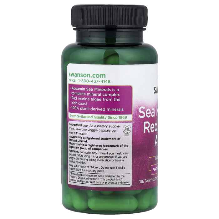 Sea Minerals, Red Marine Algae, Swanson, 60 capsules SWU682 [3]