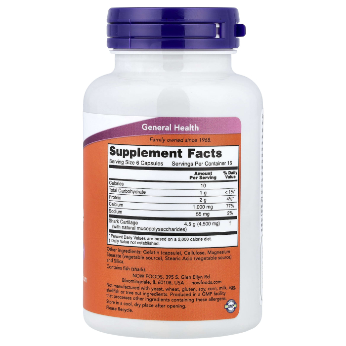 Shark Cartilage (Cartilaj de rechin), 750 mg, Now Foods, 100 capsule [2]