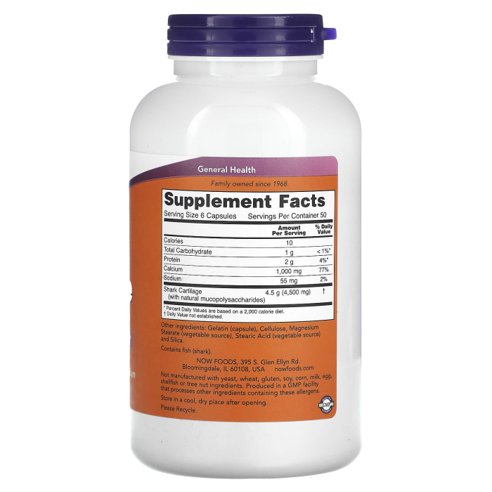 Shark Cartilage (Cartilaj de rechin), 750 mg, Now Foods, 300 capsule [2]