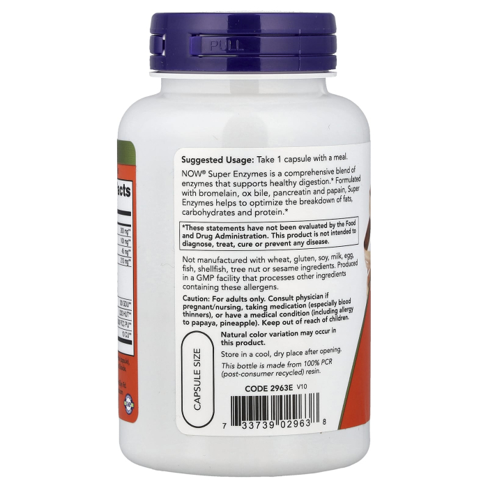 Super Enzymes (Enzime Digestive cu Spectru Larg), Now Foods, 90 capsule [3]