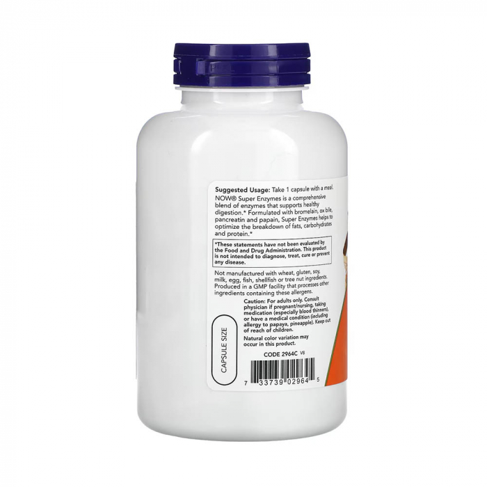 Super Enzymes (Enzime Digestive cu Spectru Larg), Now Foods, 180 capsule [3]
