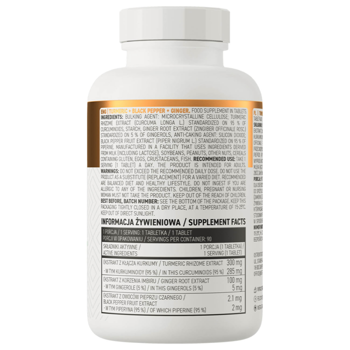 Turmeric + Black Pepper + Ginger, Ostrovit, 90 tablete [3]