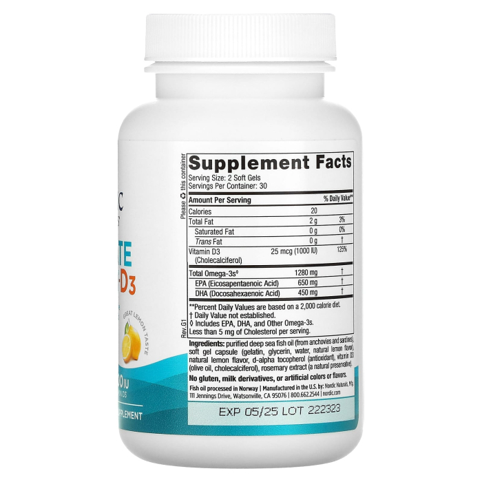 Ultimate Omega-D3, 1280 mg, Nordic Naturals, 60 softgels [4]