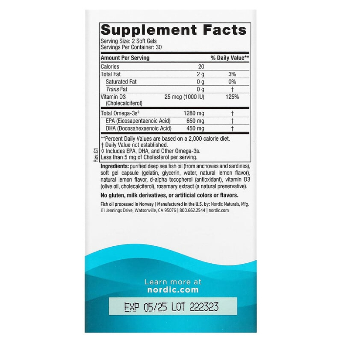 Ultimate Omega-D3, 1280 mg, Nordic Naturals, 60 softgels [2]