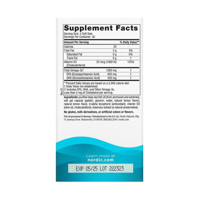 Ultimate Omega-D3, 1280 mg, Nordic Naturals, 60 softgels [2]