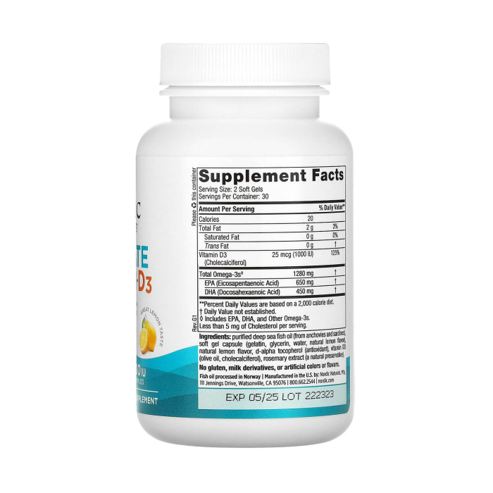 Ultimate Omega-D3, 1280 mg, Nordic Naturals, 60 softgels [4]