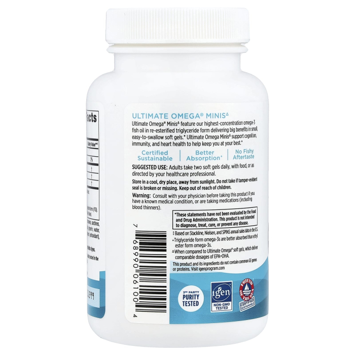 Ultimate Omega® Minis, 1120 mg, Nordic Naturals, 60 Mini Softgels [5]