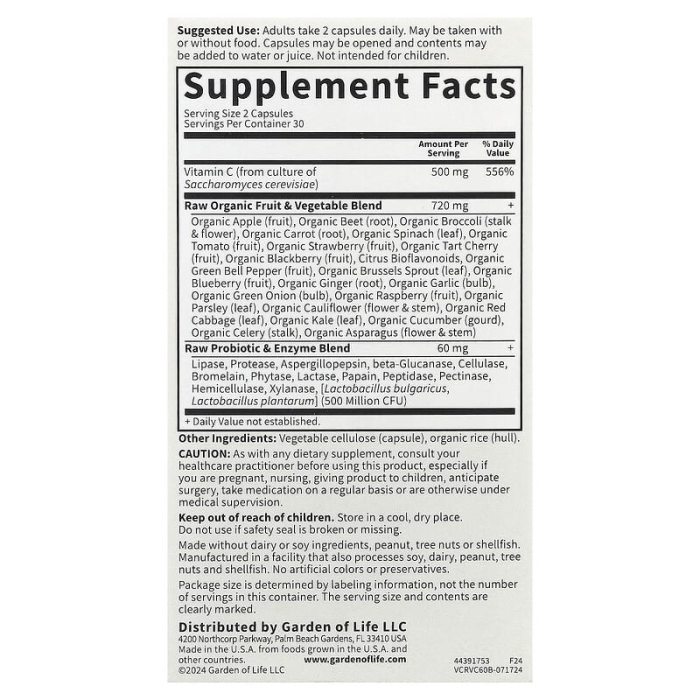 Vitamin Code, RAW Vitamin C, Garden of Life, 60 capsules [2]