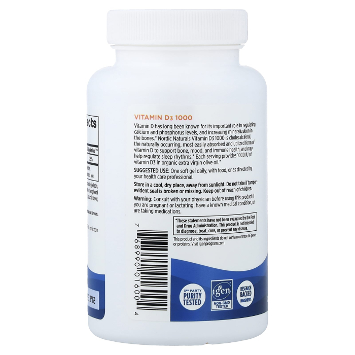 Vitamin D3, 1000 IU, Nordic Naturals, 120 Mini Soft Gels [5]