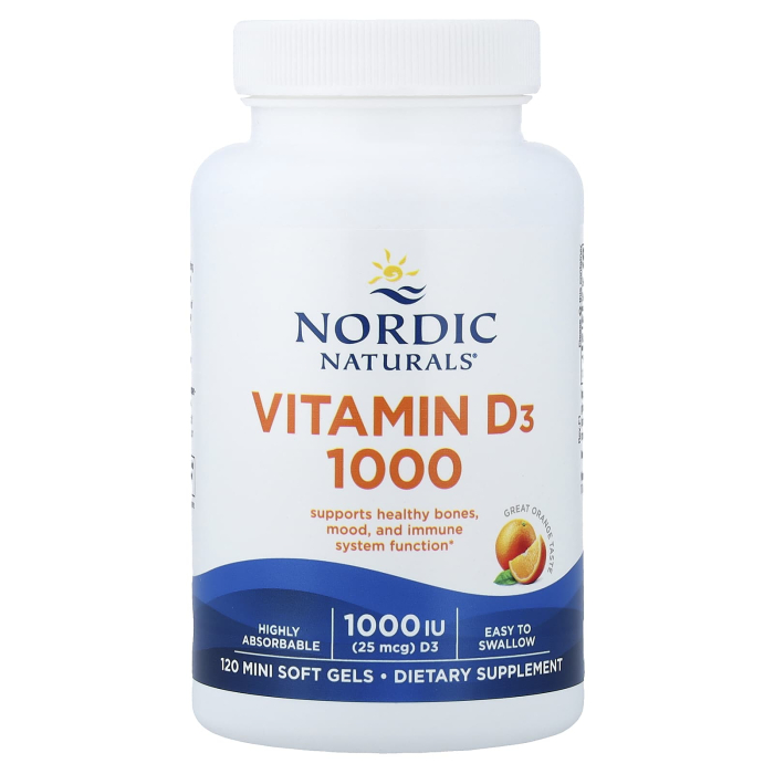 Vitamin D3, 1000 IU, Nordic Naturals, 120 Mini Soft Gels [3]