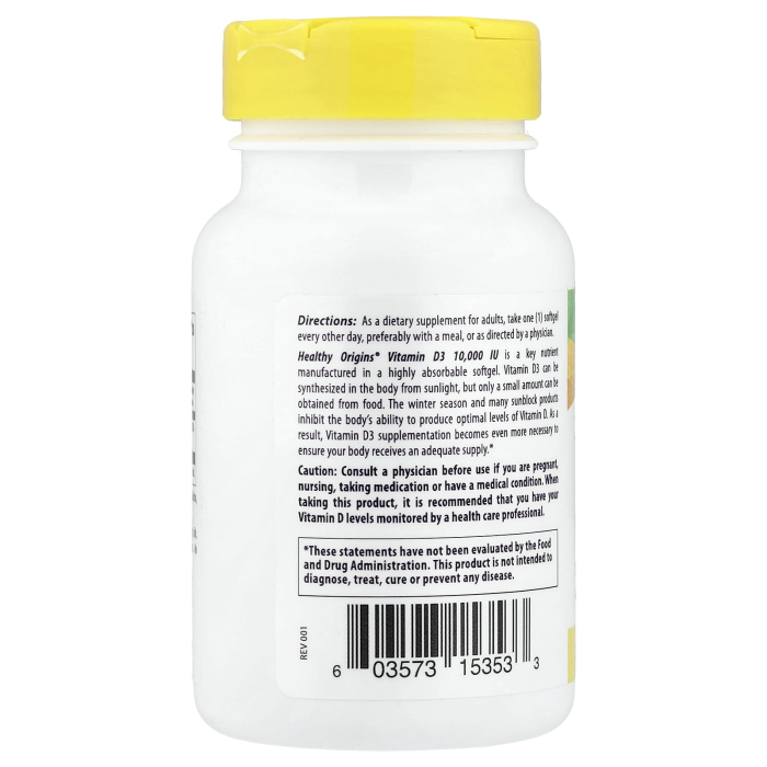 Vitamin D3, 10000 IU (250 mcg), Healthy Origins, 120 softgels [3]