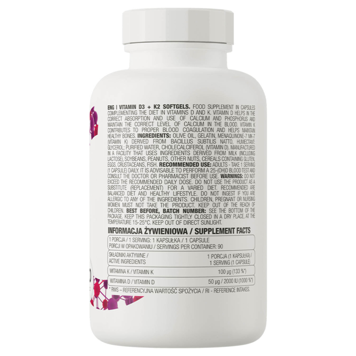 Vitamin D3 + K2 Softgels, 2000 IU / 100 mcg, OstroVit, 90 softgels [3]
