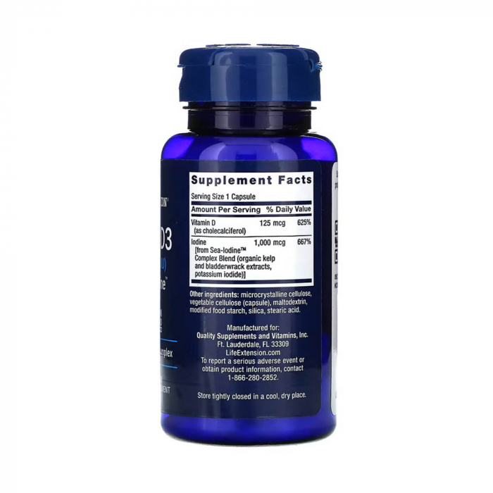 Vitamin D3 with Sea-Iodine, 125 mcg (5,000 IU), Life Extension, 60 capsule [2]