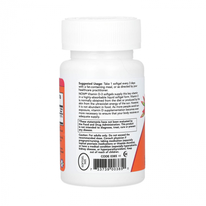 Vitamina D3, 10.000 IU, Now Foods, 240 softgels [3]