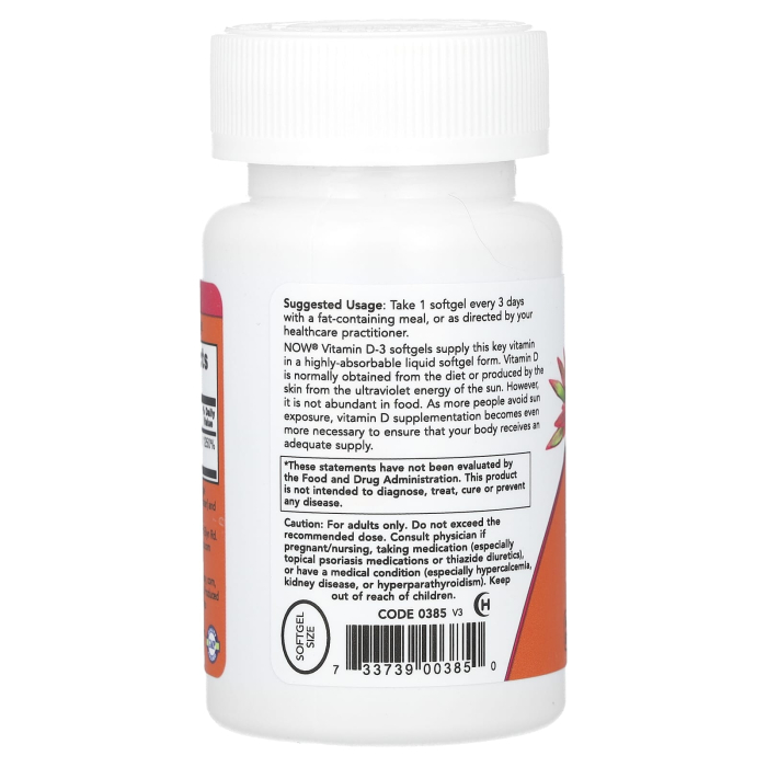 Vitamina D3, 10.000 IU, Now Foods, 240 softgels [3]
