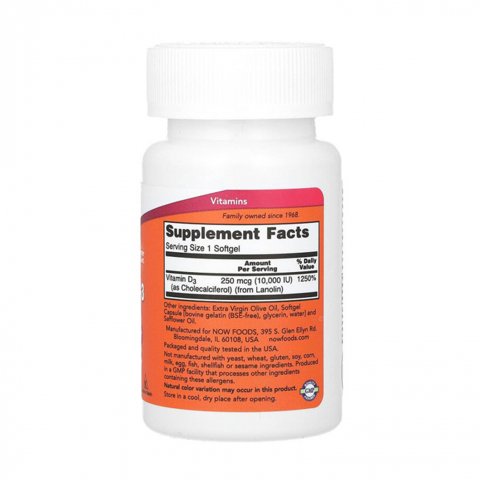 Vitamina D3, 10.000 IU, Now Foods, 240 softgels [2]