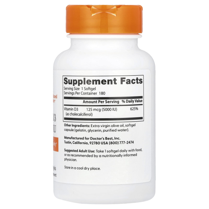 Vitamin D3, 5000 IU - 180 softgels [2]