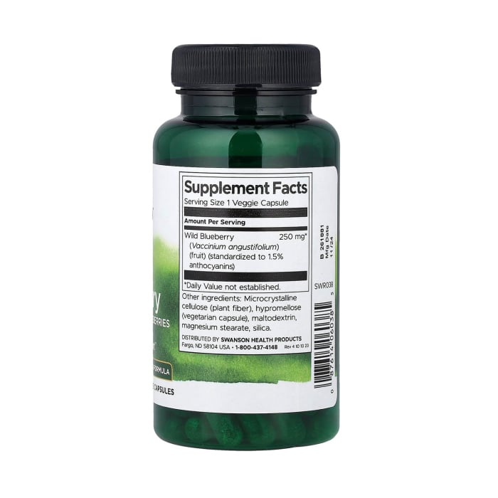 Wild Blueberry with Whole Wild Blueberries, 250 mg, Swanson, 90 capsule SWR038 [2]