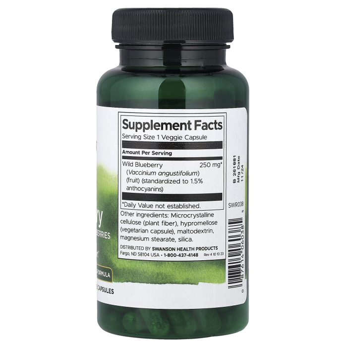Wild Blueberry with Whole Wild Blueberries, 250 mg, Swanson, 90 capsule SWR038 [2]