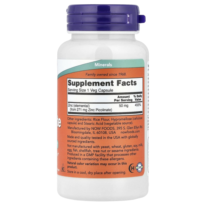 Zinc Picolinate 50mg now foods [2]