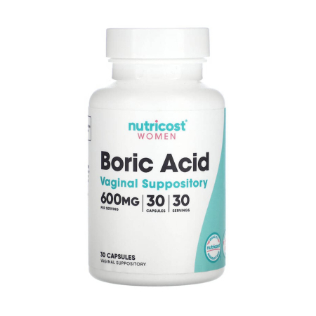 Nutricost - Acid Boric, Supozitor Vaginal, 600 mg, Nutricost, 30 capsule