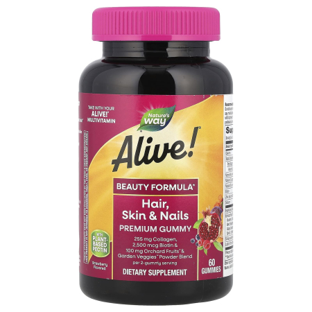 Biotin - alive-hair-skin-nails-premium-gummy-natures-way
