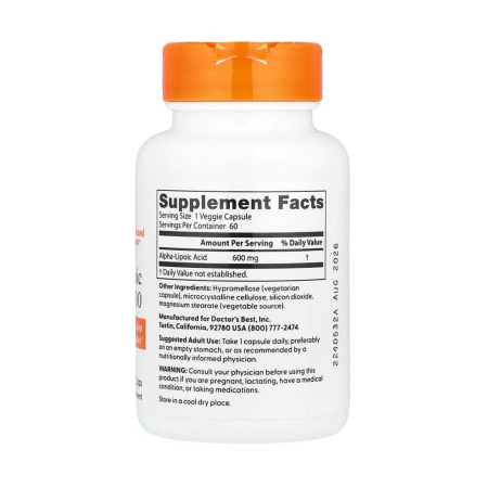 Alpha-Lipoic Acid 600, 600 mg, Doctor's Best, 60 capsules [1]