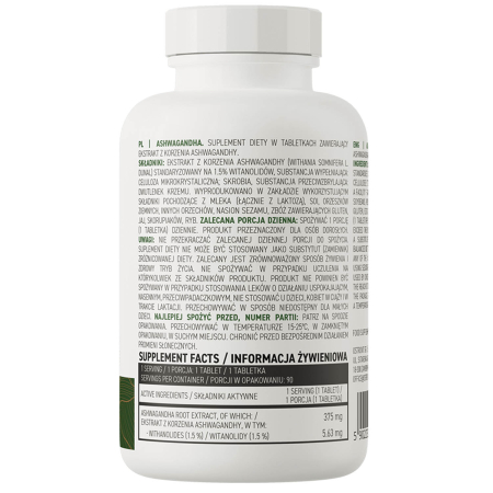 Ashwagandha Root Extract, 375 mg, OstroVit, 90 tablete [1]