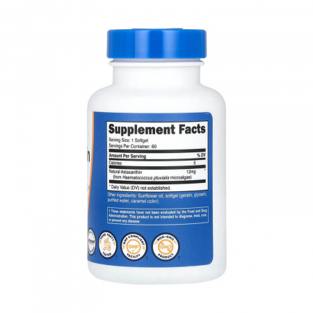 Astaxanthin, 12 mg, Nutricost, 60 Softgels [1]
